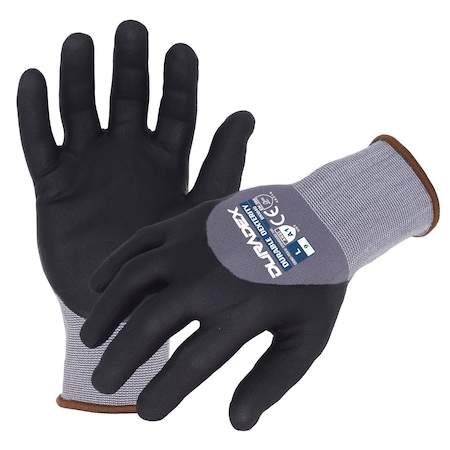 Azusa Safety Coated Work Gloves, Nitrile/Polyurethane, Utra-Fine Micro-Foam, 3/4 Coating, Grey/Black, L-9 1 PR DX1040